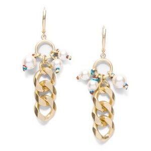 Cabi Wisdom Pearl and gold chain Earrings